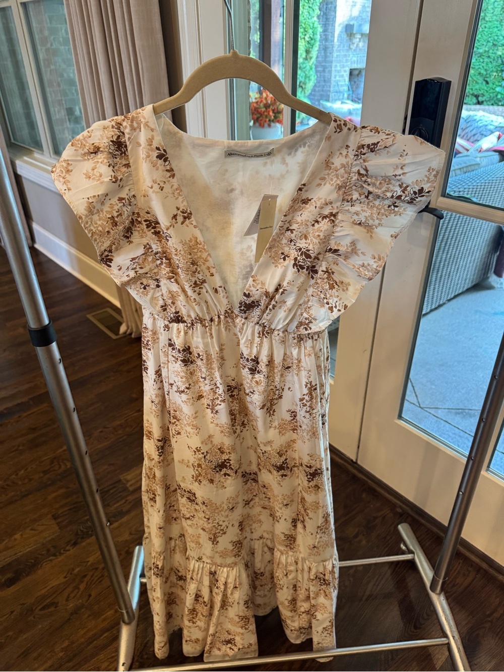 Abercrombie & Fitch Cream Dress with Brown Floral Print